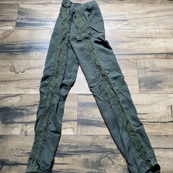 Zara Trafaluc Army Green Loose Trousers w/ Mesh Side Stripe Size 6 - Picture 1 of 13